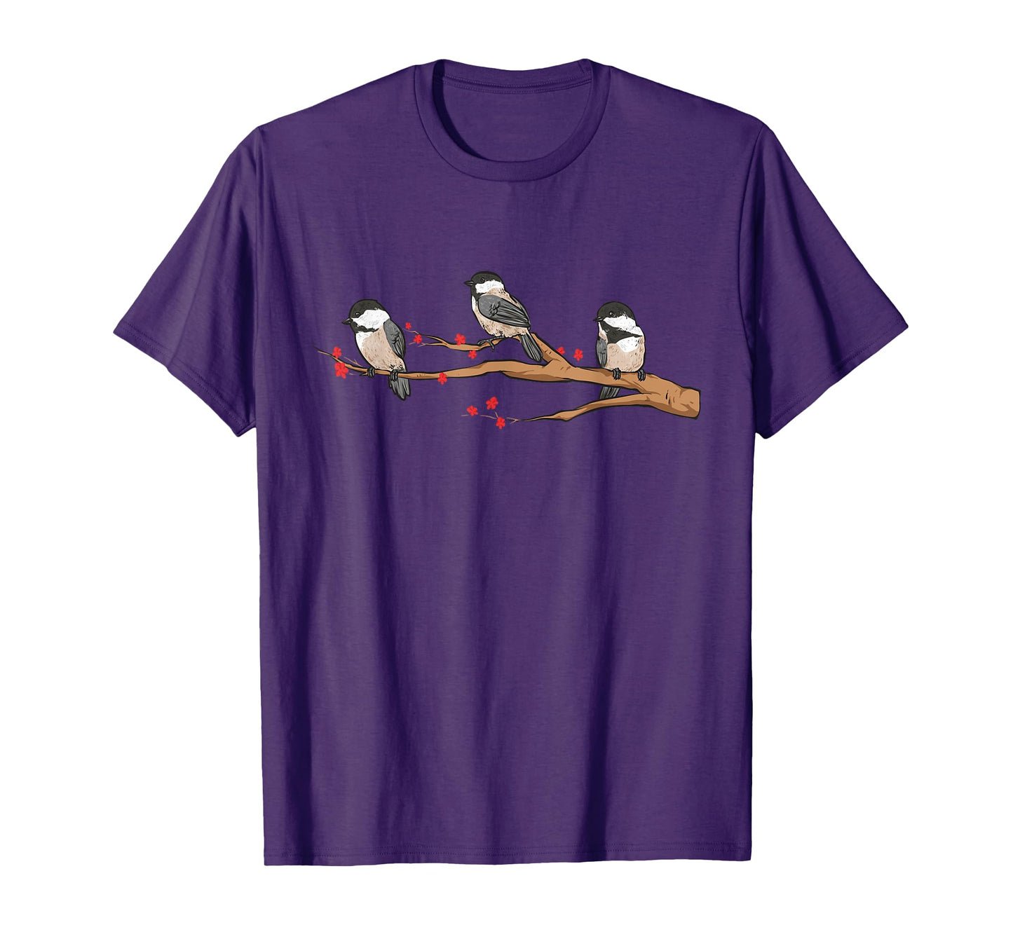 Chickadee Bird Chickadees On Branch Birding T-Shirt