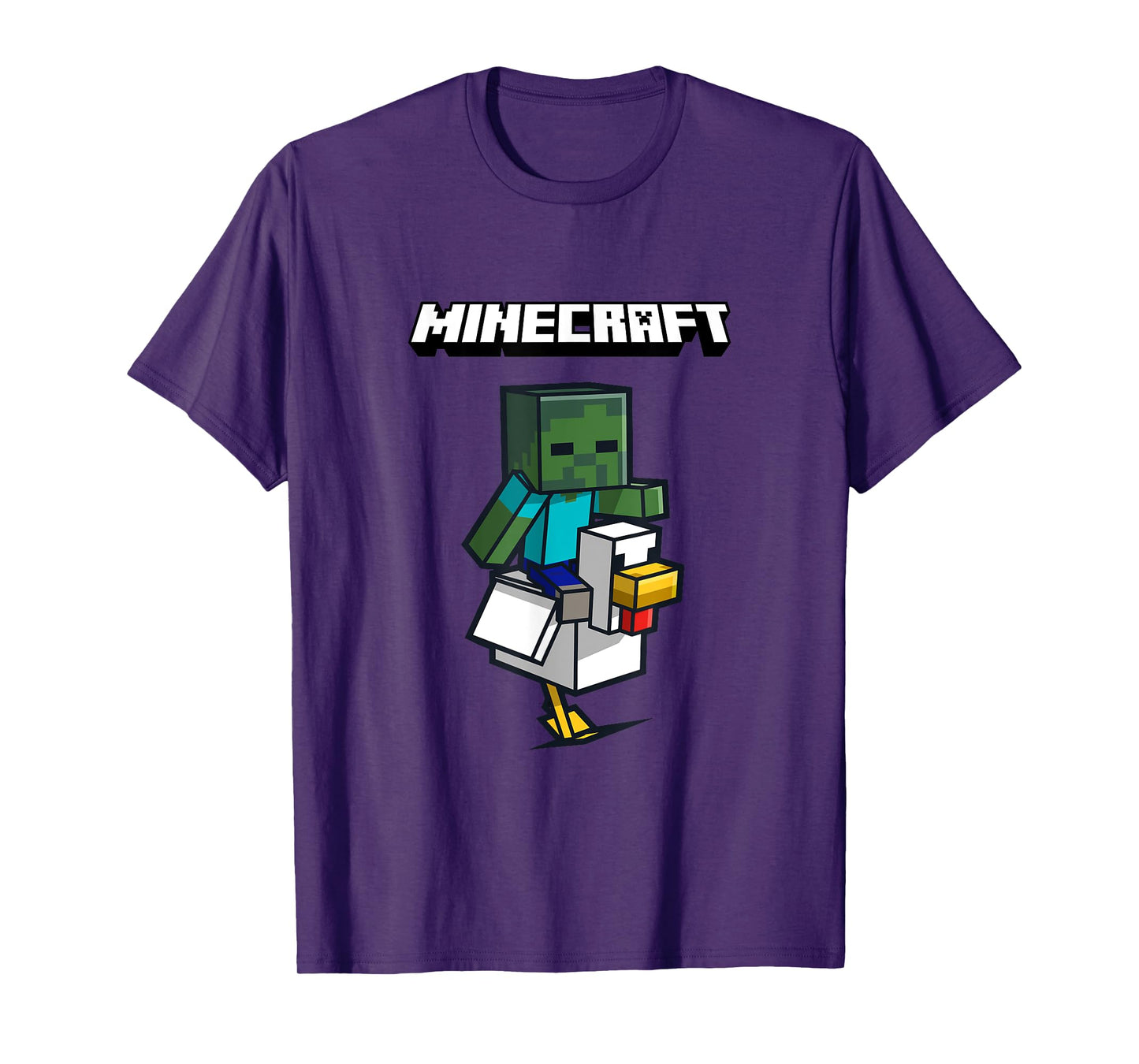 Minecraft Zombie Ride Chicken Jockey Front & Back Logo T-Shirt