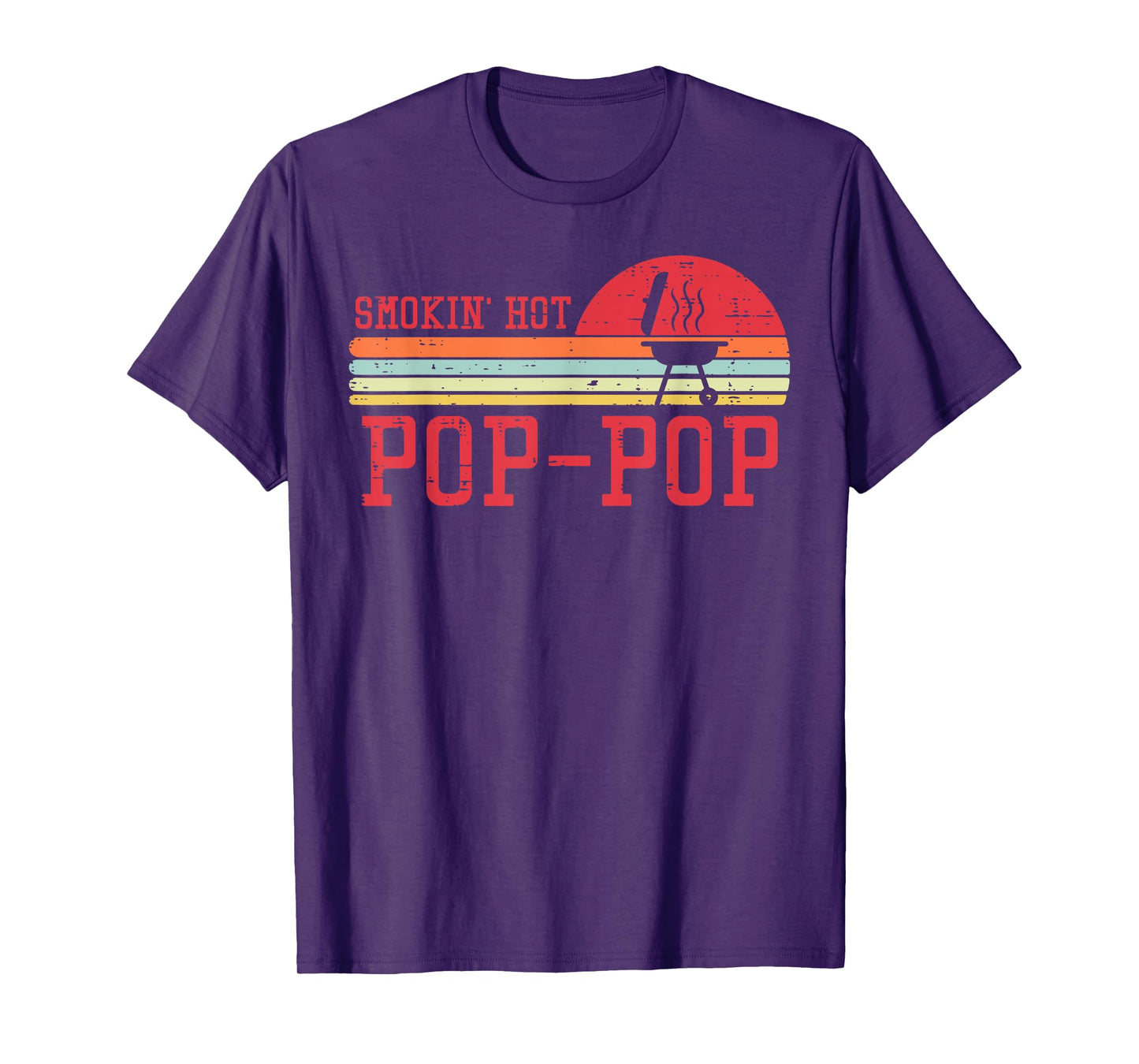 Smokin Hot Pop-pop Chest Sunset Retro Grill Bbq Granpa Men T-Shirt