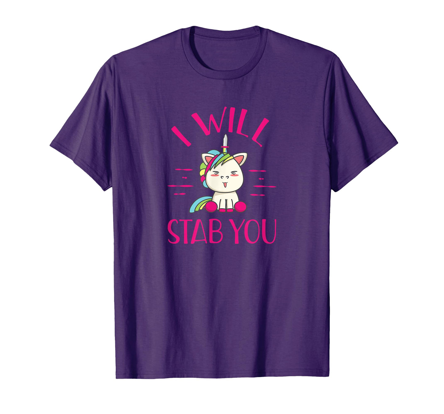 Evil Unicorn I Will Stab You Funny Novelty Rainbow T Shirt T-Shirt