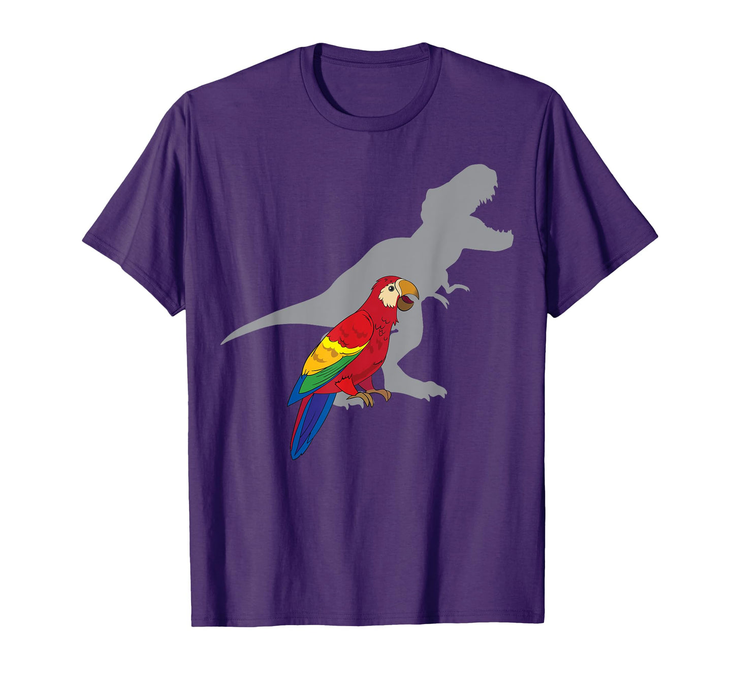Cute African Parrot Gifts For Bird Lovers Women T-Rex Screaming with Macaw Parrot Unisex Adult Black Short Sleeve Classic Fit Cotton 65% Polyester 35% T-Shirt