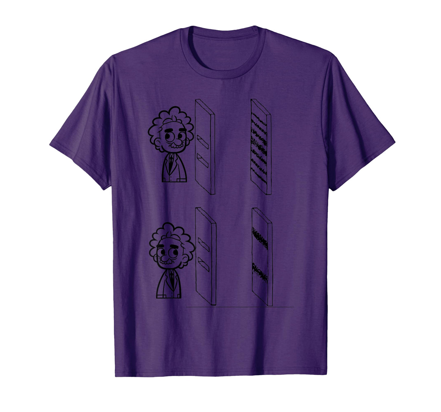 Quantum Threads: Double Slit Experiment Design T-Shirt - Unisex-Adults, Blue, Small, Short Sleeve