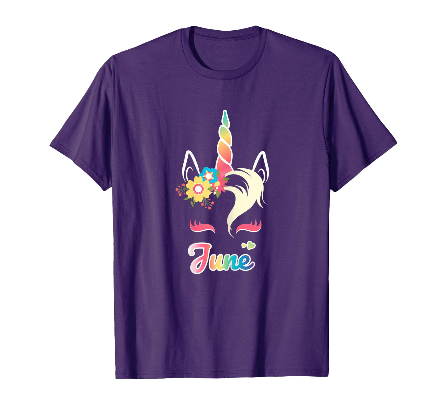 Rainbow Unicorn June apparel Custom Name Gift for girls T-Shirt