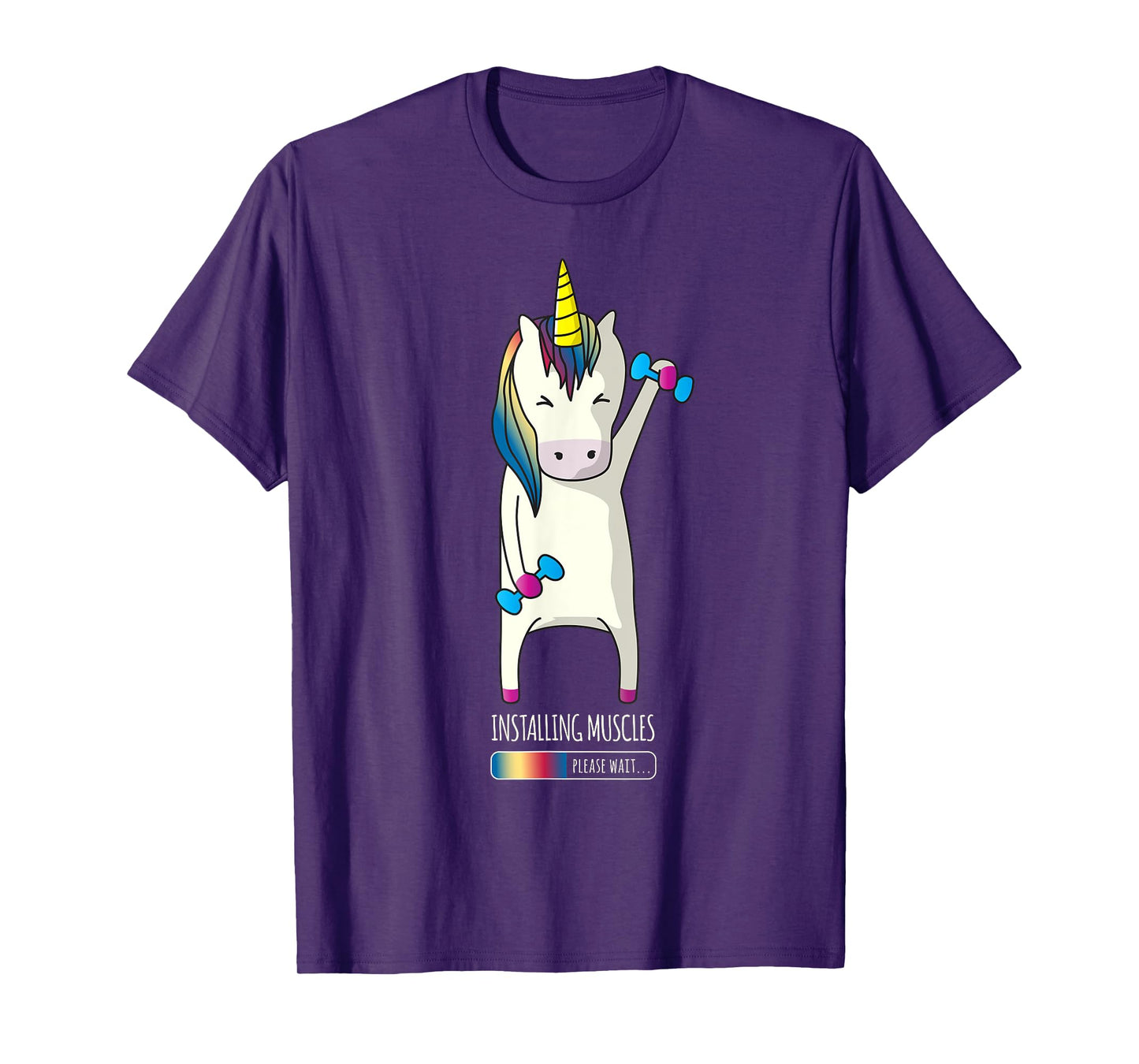 Unicorn Installing Muscle Funny Fitness Gym Workout T-Shirt