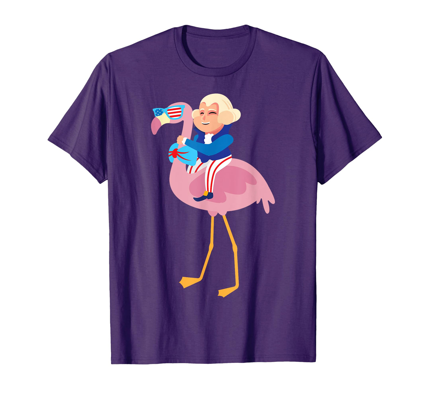 George Washington Flamingo 4th Of July American Flag Gift T-Shirt