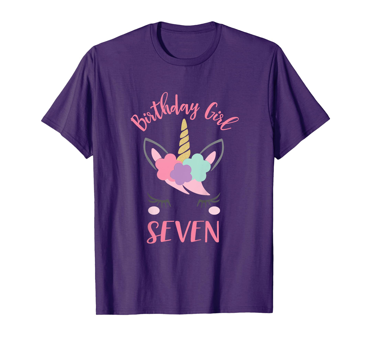 7th Birthday Shirt Girl Unicorn Seventh Birthday Outfit T-Shirt