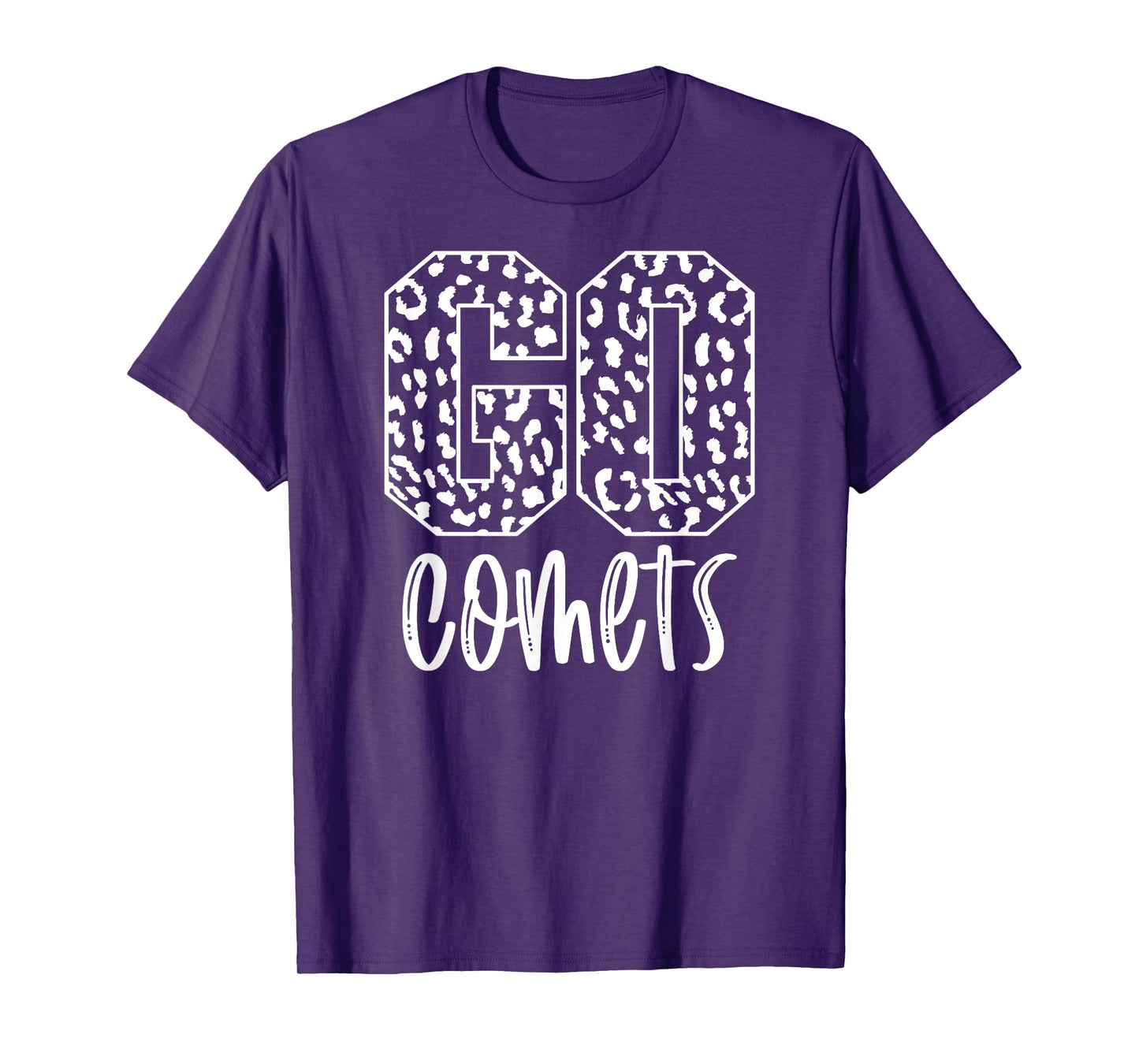 Comets Team Mascot School Spirit Game Night Leopard Print T-Shirt