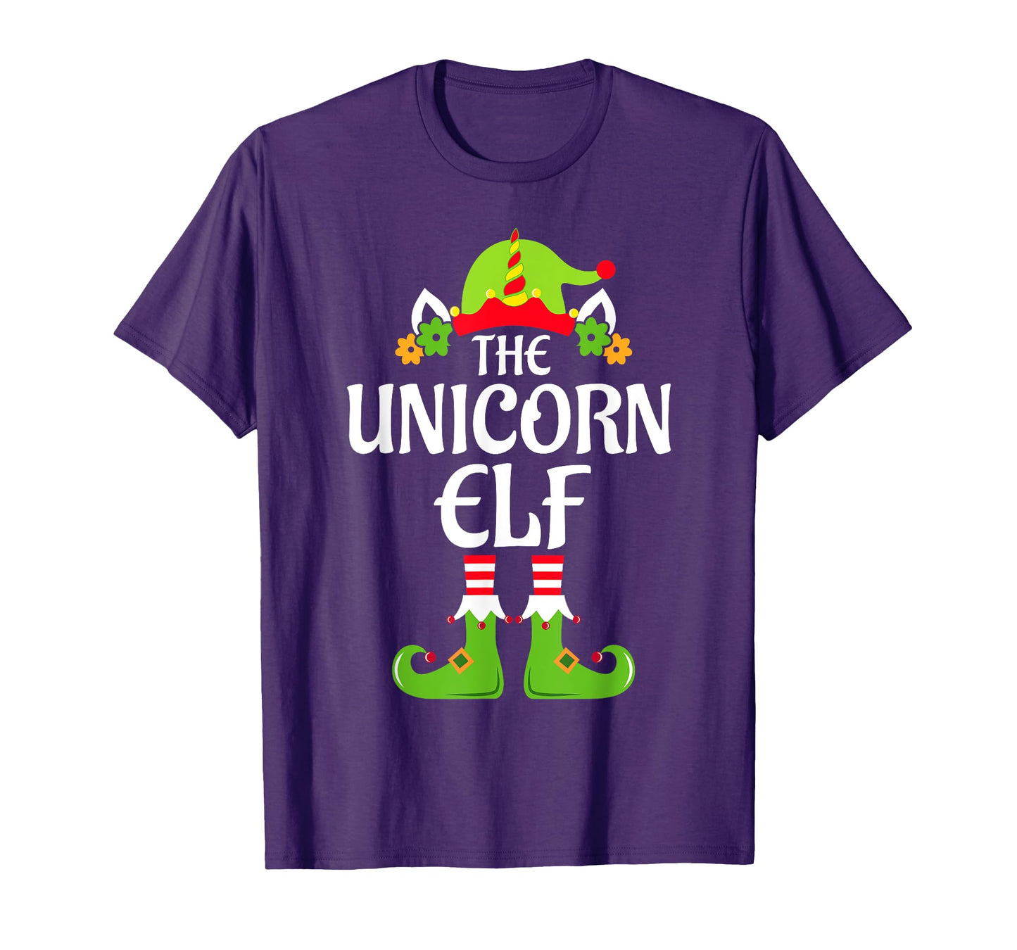 Unicorn Elf Matching Family Group Christmas Party Xmas Funny T-Shirt