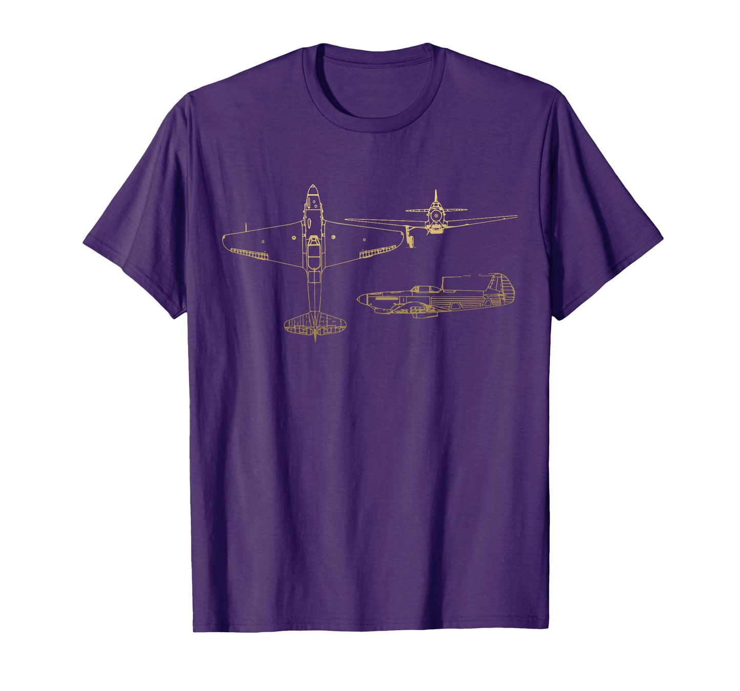 Yak-9 Soviet WW2 Plane Warbird Blueprint Schematics Diagram T-Shirt