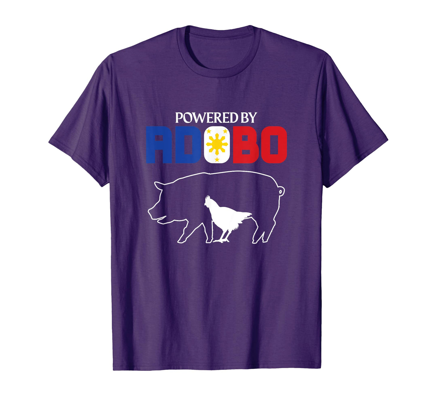 Powered by Adobo Chicken Pork Pinoy Rice Cuisine Philippines T-Shirt