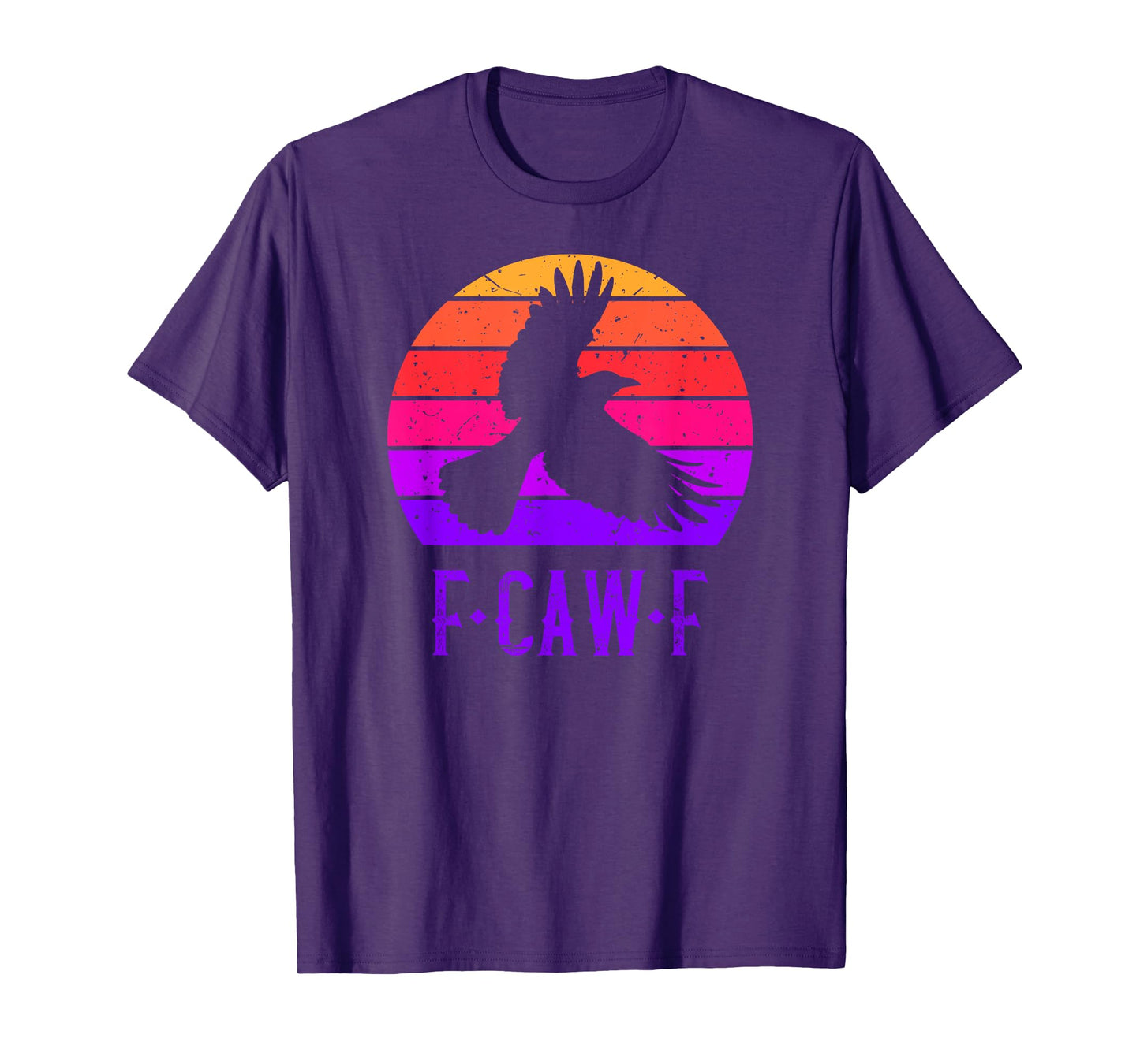 F-Caw-F Black Crow Black Bird Retro Sunset Vintage F-Caw-F T-Shirt