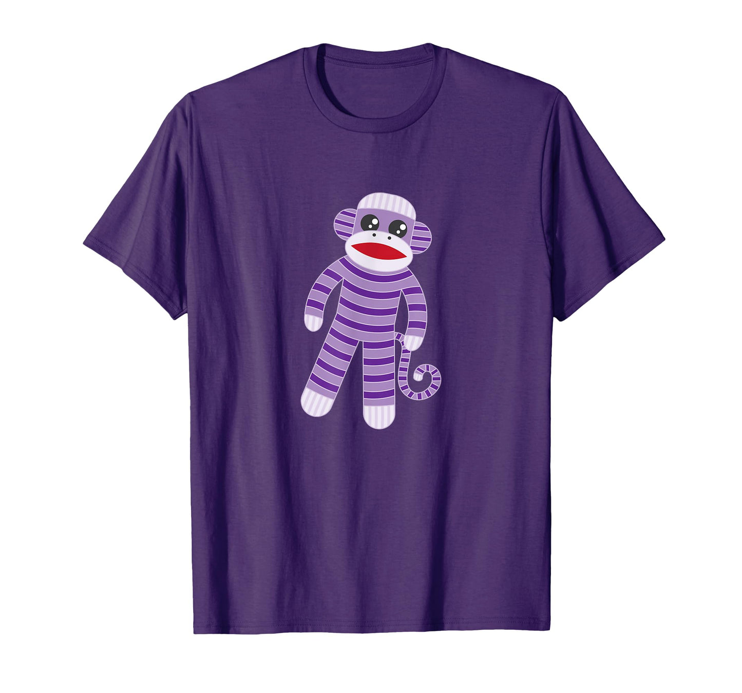 Cute Purple Striped Sock Monkey T-Shirt T-Shirt