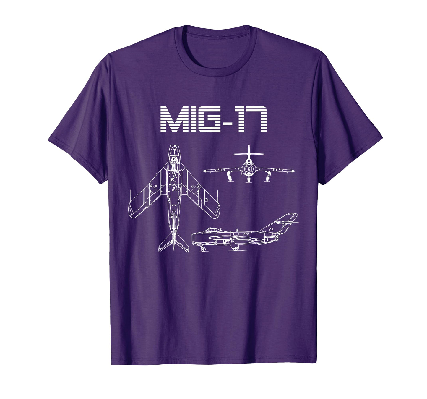 Mig-17 Soviet Plane Warbird Blueprint Schematics Diagram T-Shirt