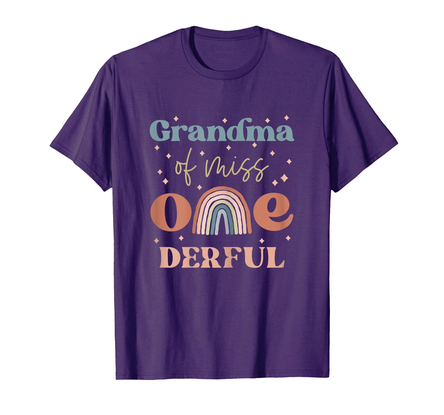 Grandma of Miss Onederful Boho Rainbow First Birthday T-Shirt