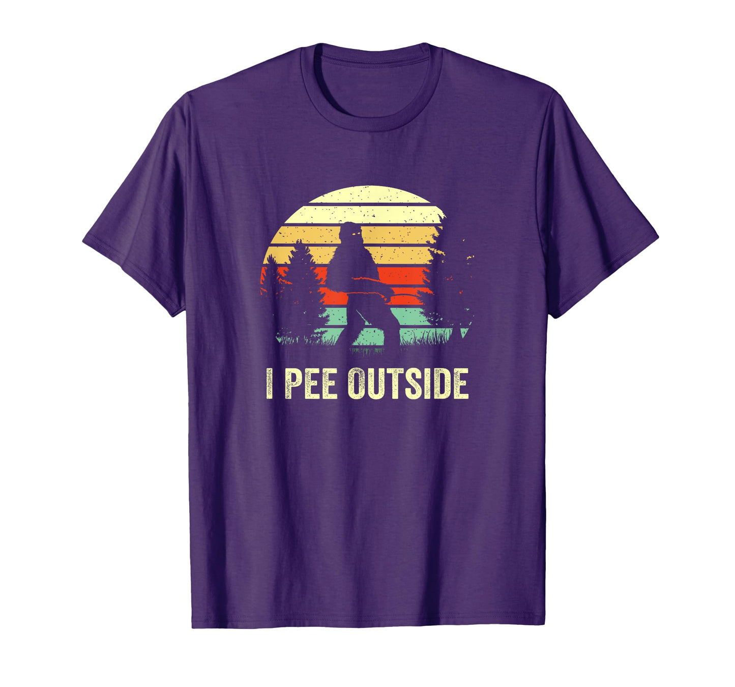 Retro Bigfoot Yeti Silhouette I Pee Outside Sasquatch Gifts T-Shirt
