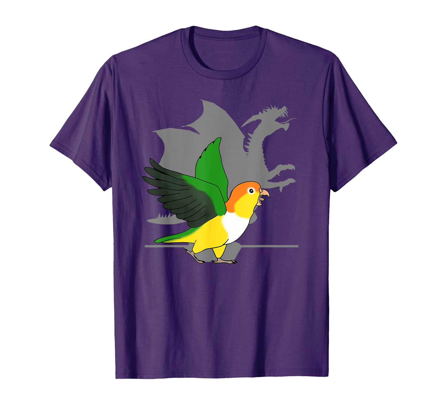 White Bellied Caique Dragon Shadow Funny Screaming Parrot T-Shirt