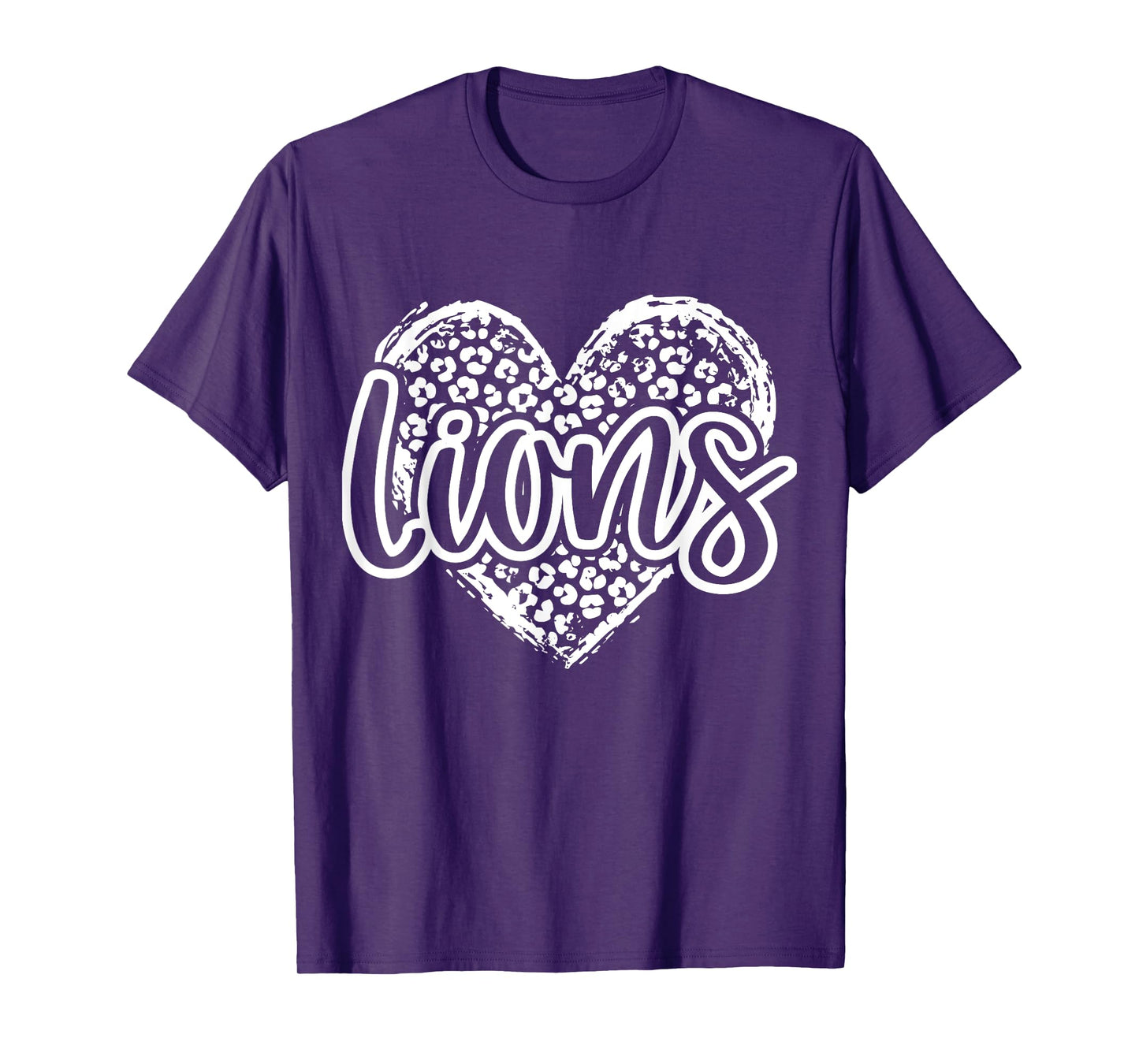 Leopard Cheetah Heart LIONS School Spirit Top Distressed T-Shirt