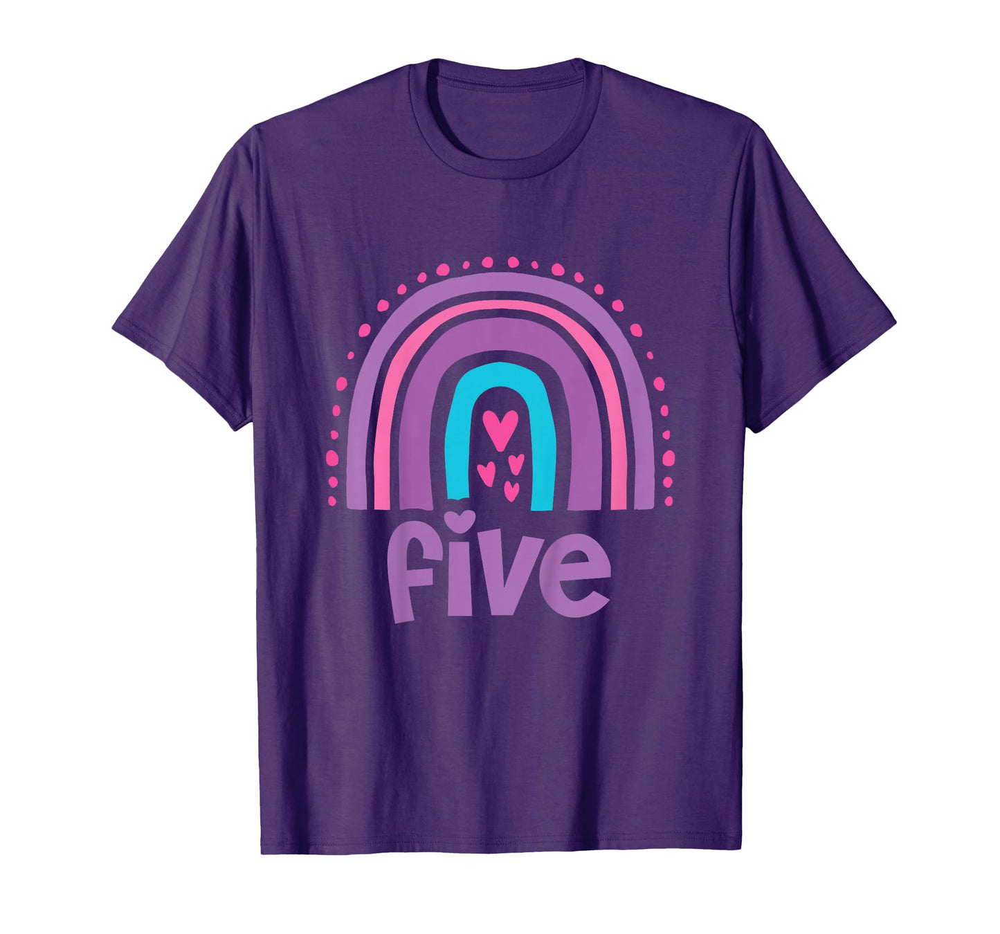 Girl's 5th Birthday Boho Rainbow Five 5 Years Old T-Shirt