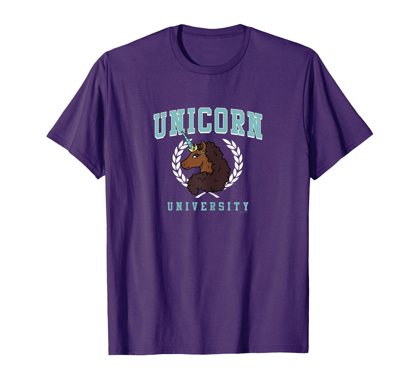 Afro Unicorn Unique Unicorn University Collegiate Logo T-Shirt