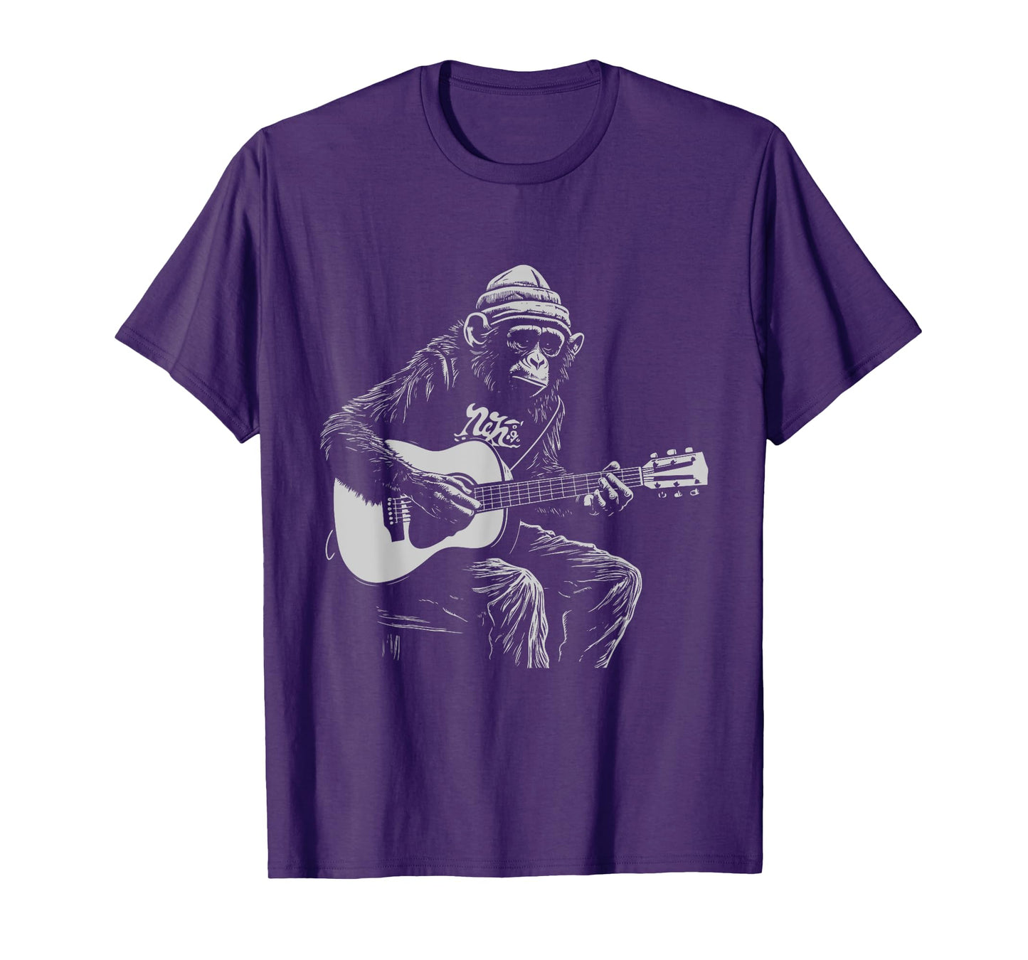 Funny Monkey Acoustic Guitar Music Lover Men Women Kids T-Shirt