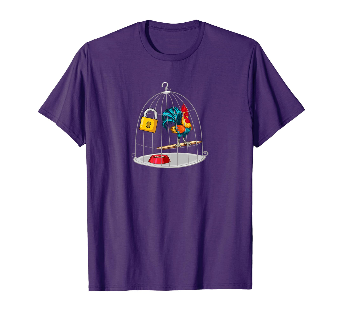 RED ROOSTER COCK MALE CHASTITY Chicken in Cage T-Shirt