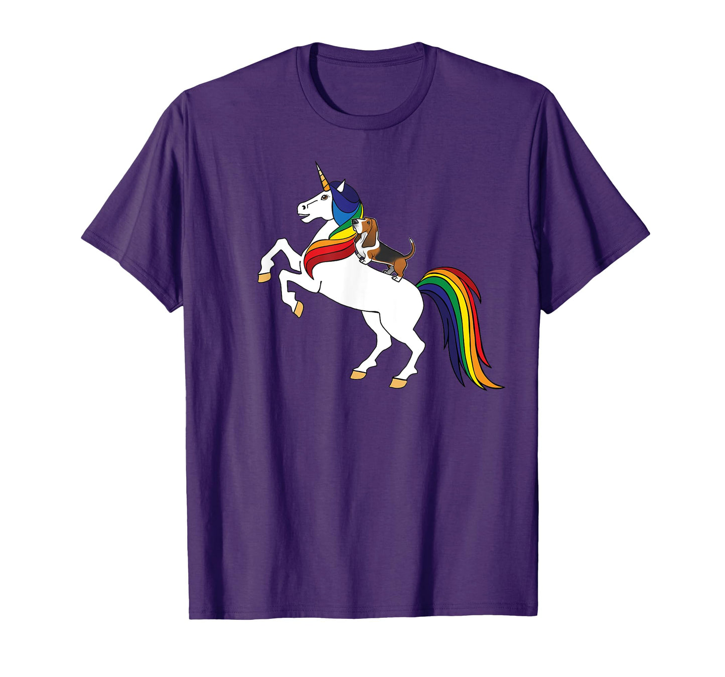 Kids Womens & Girls Rainbow Unicorn Basset Hound Lover T-Shirt
