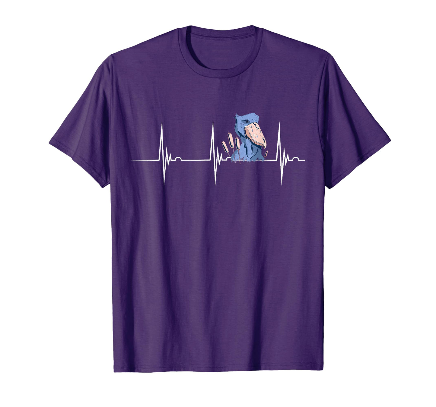 Shoebill Bird Heartbeat EKG Pulse Mayan Bird African Bird T-Shirt