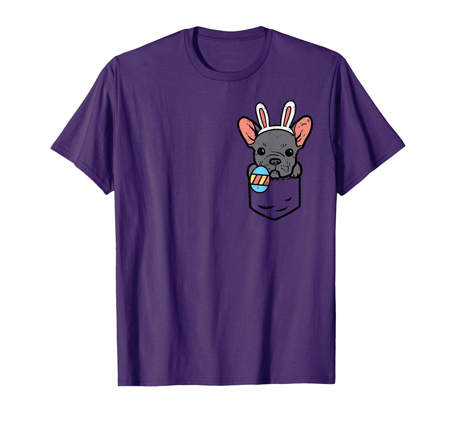 Pocket Easter French Bulldog Bunny Frenchie Dog Men Women T-Shirt