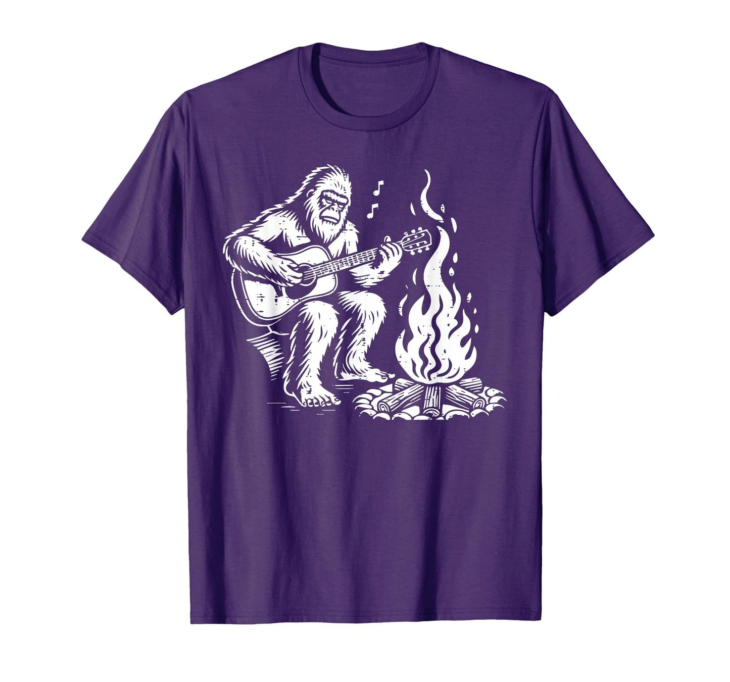 Bigfoot Sasquatch Guitar Campfire Camping Men Women Kids T-Shirt