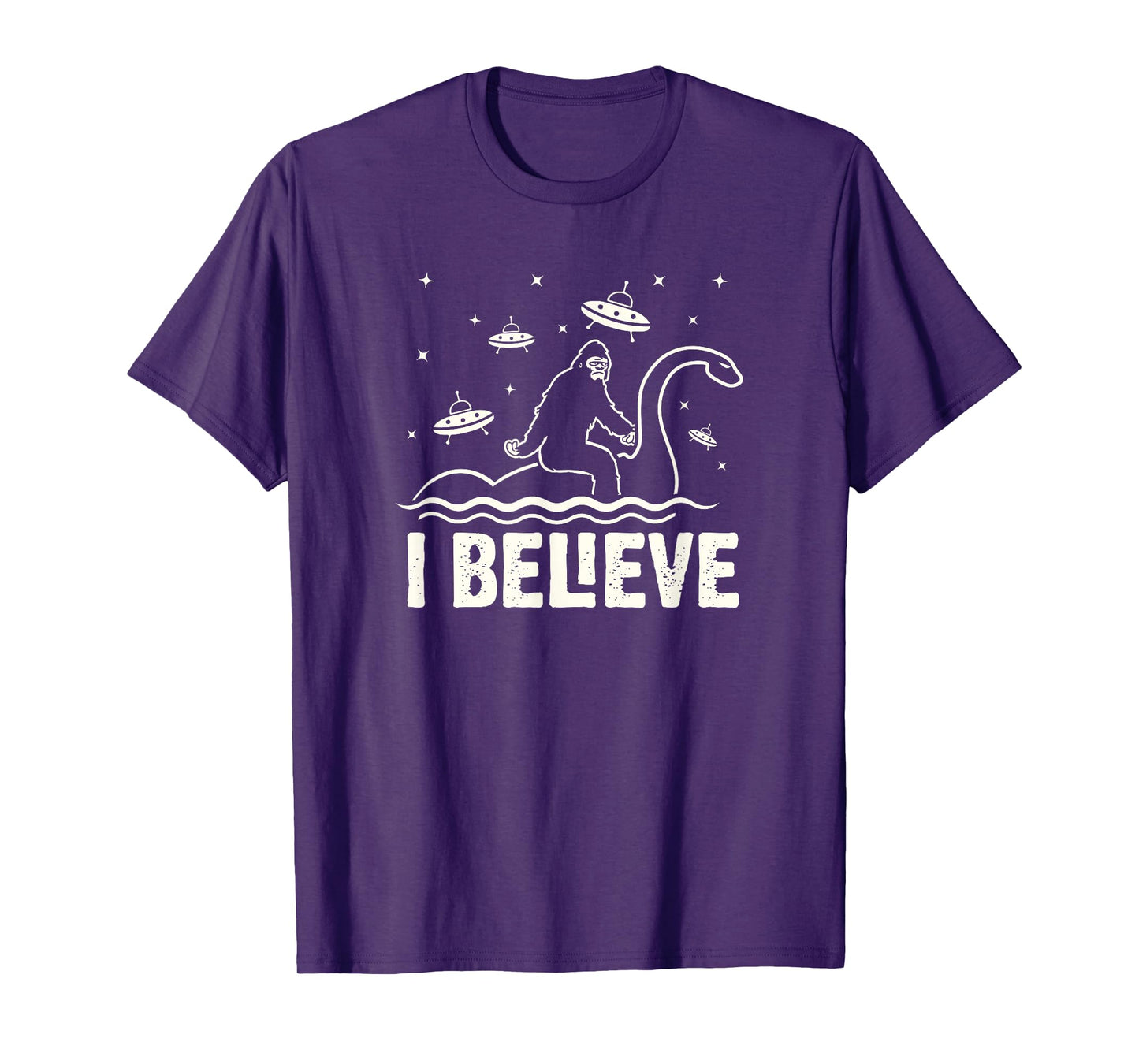 Funny Bigfoot riding Nessie I believe T-Shirt