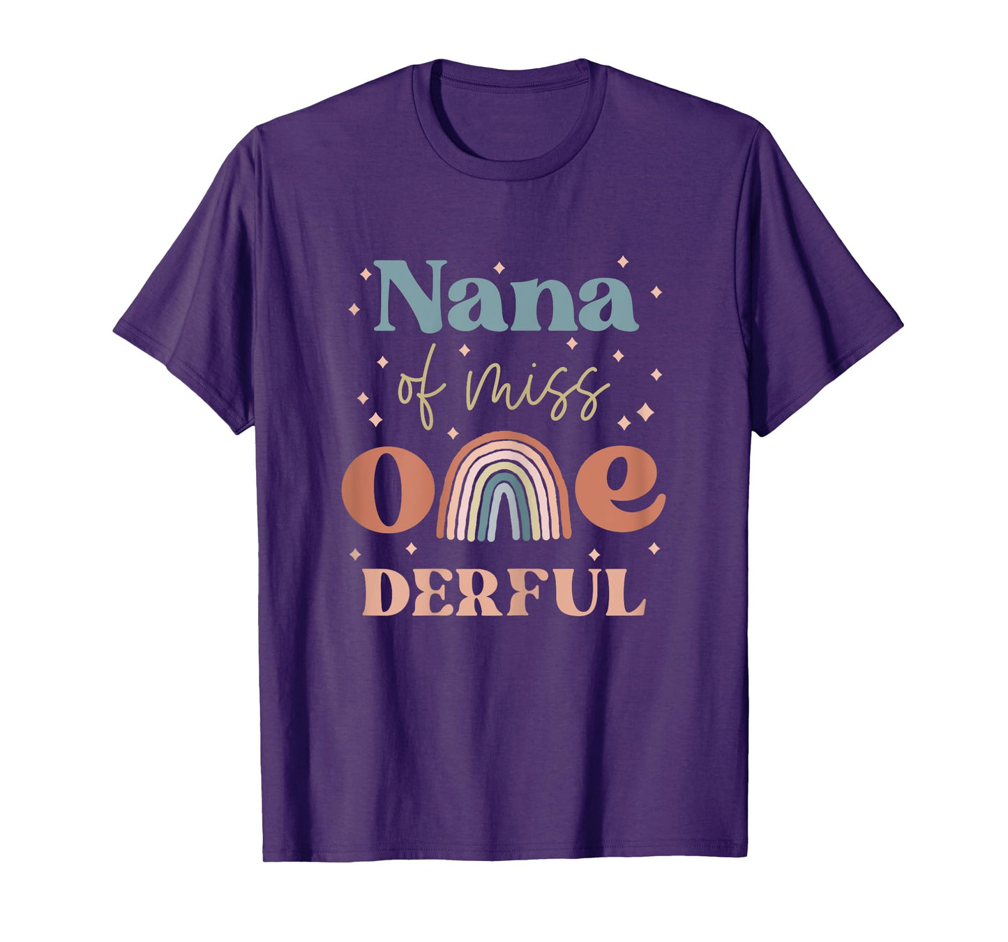 Nana of Miss Onederful Boho Rainbow Daughter First Birthday T-Shirt