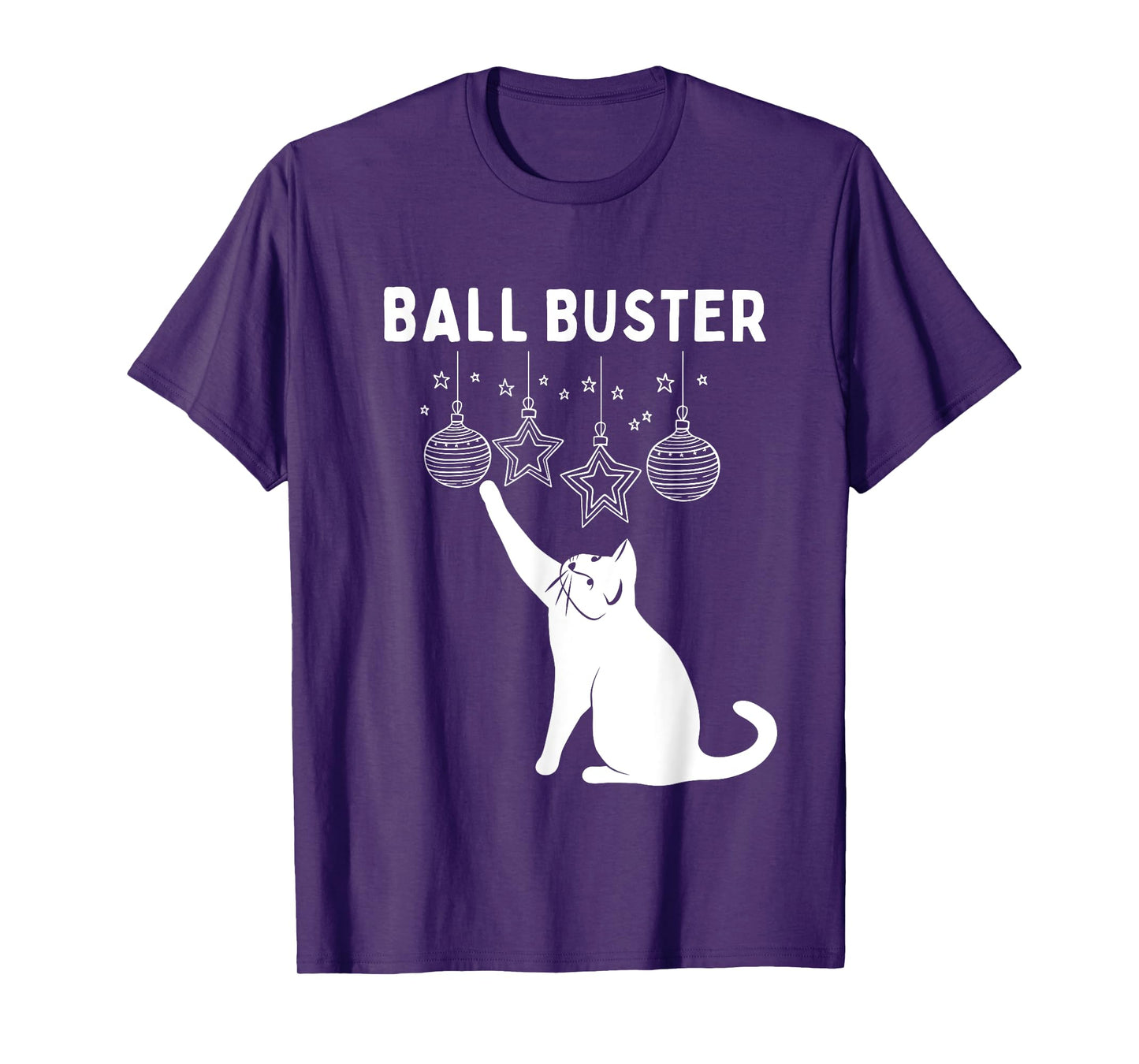 Christmas Cat BALL BUSTER Xmas Ornaments Funny Holiday T-Shirt