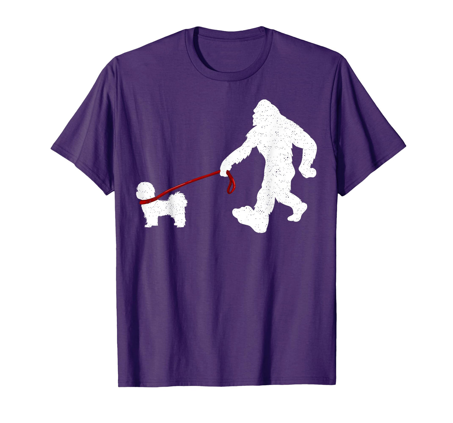 Funny Bigfoot Walking With Shih Tzu Dog Lover Bigfoot Men Women Kids T-Shirt