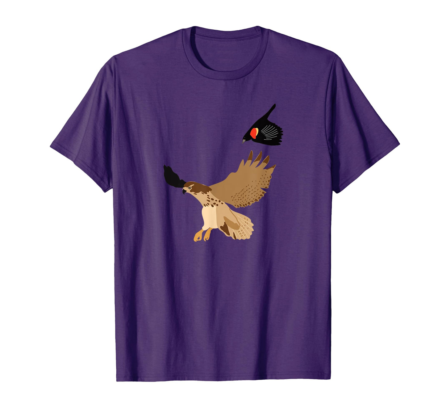 Red Winged Blackbird Chasing a Hawk Nature Graphic T-Shirt