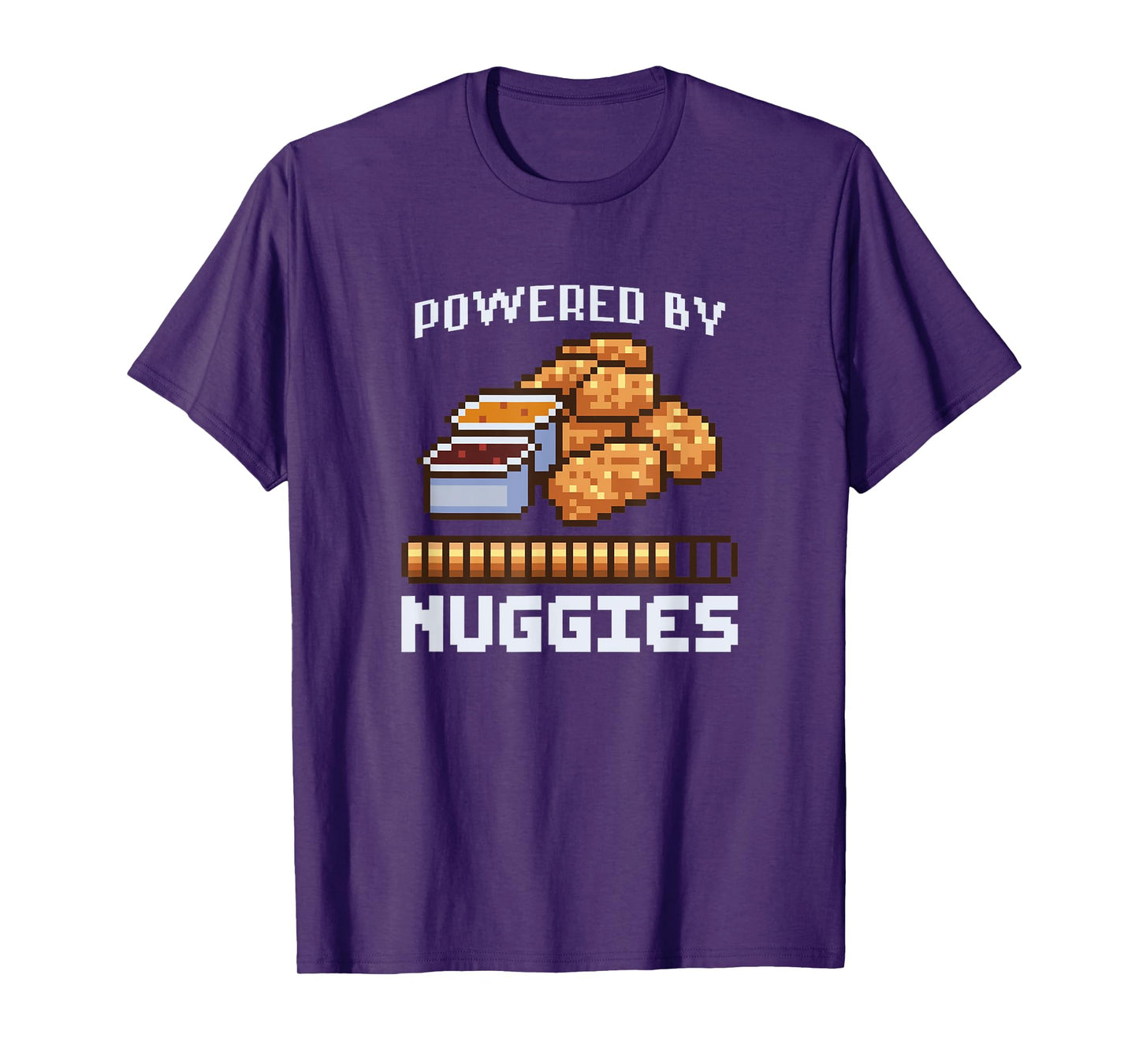 Power By Nuggies Pixalated Art Style Chicken Nugget Funny T-Shirt