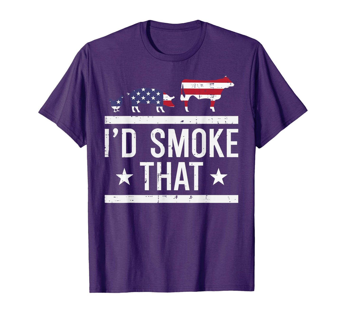 Id Grill That Chicken Pig Cow US Flag Bbq Barbecue 4th July T-Shirt