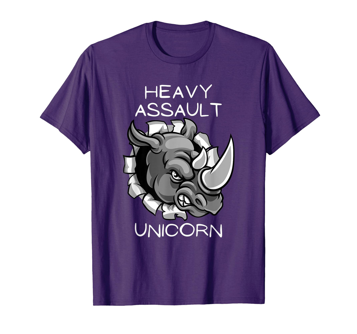 Funny Heavy Assault Unicorn Rhinoceros Cartoon T-Shirt
