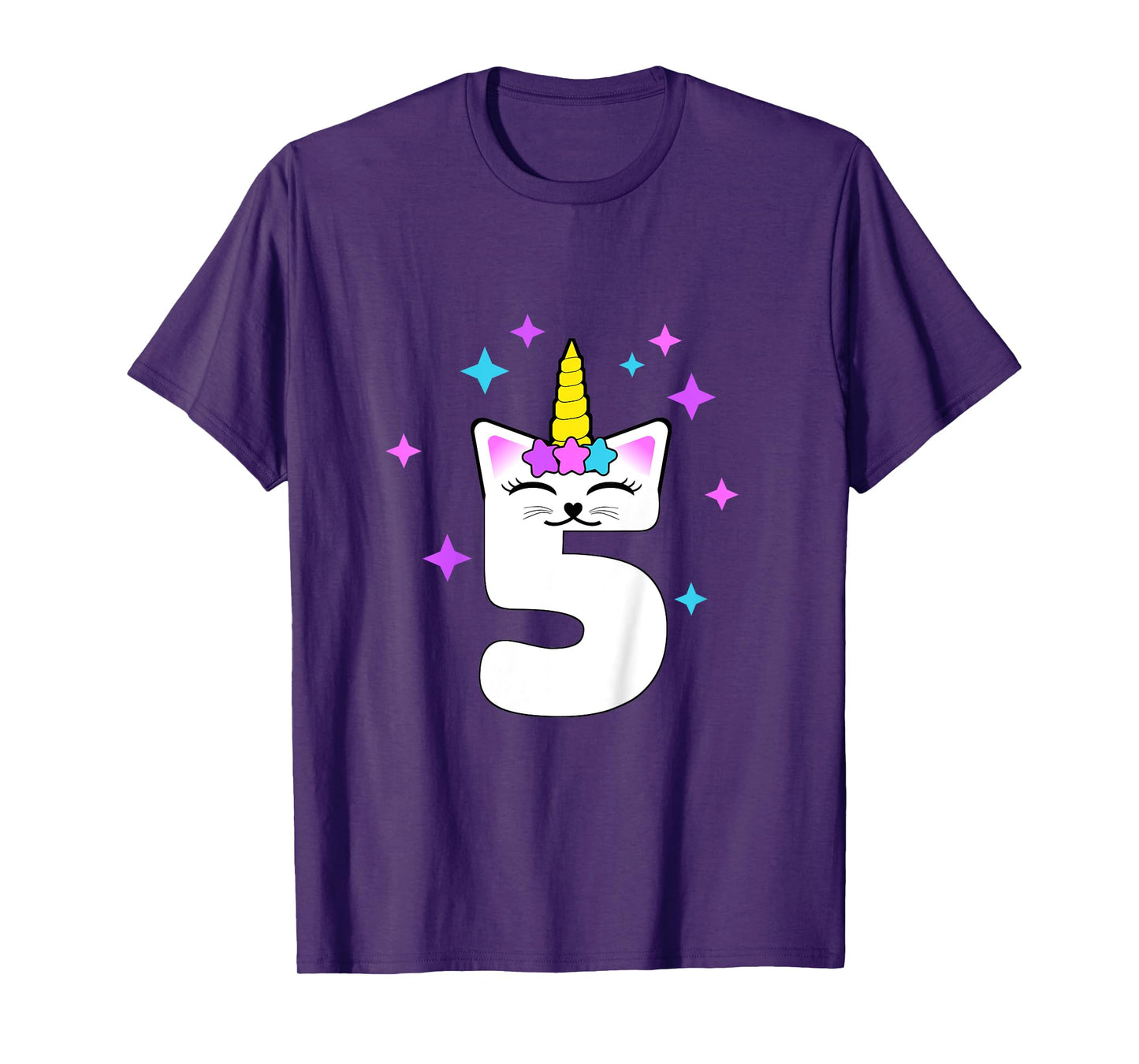5 Year Old Cat Unicorn Caticorn 5th Birthday Party Girls T-Shirt