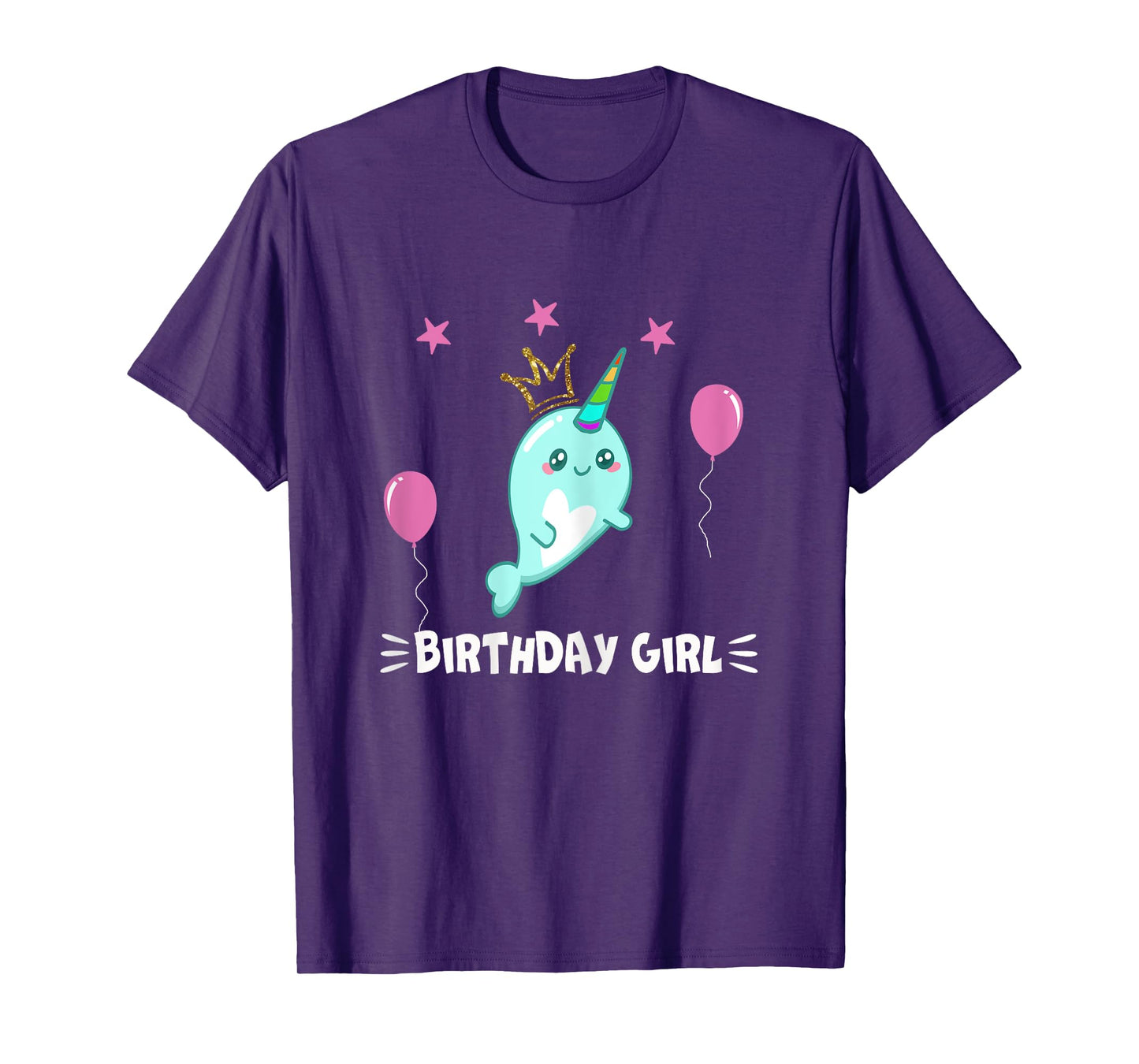 Cool Cute Narwhal balloons Girls Birthday Party Animal T-Shirt