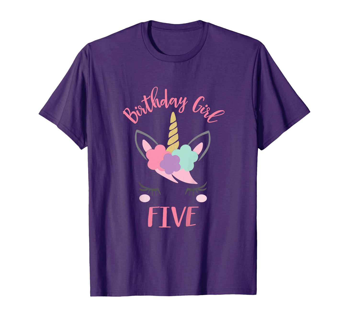 5th Birthday Shirt Girl Unicorn Fifth Birthday Outfit T-Shirt