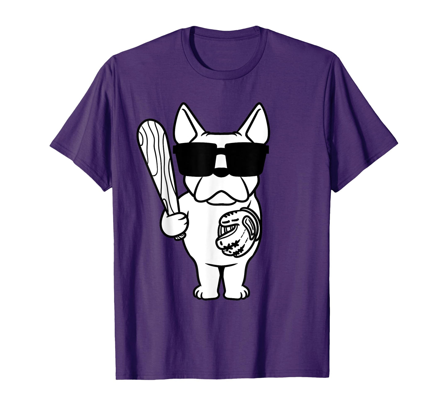 French Bulldog Dog With Baseball Bat And Glove Baseball T-Shirt for Men Women Girls Kids