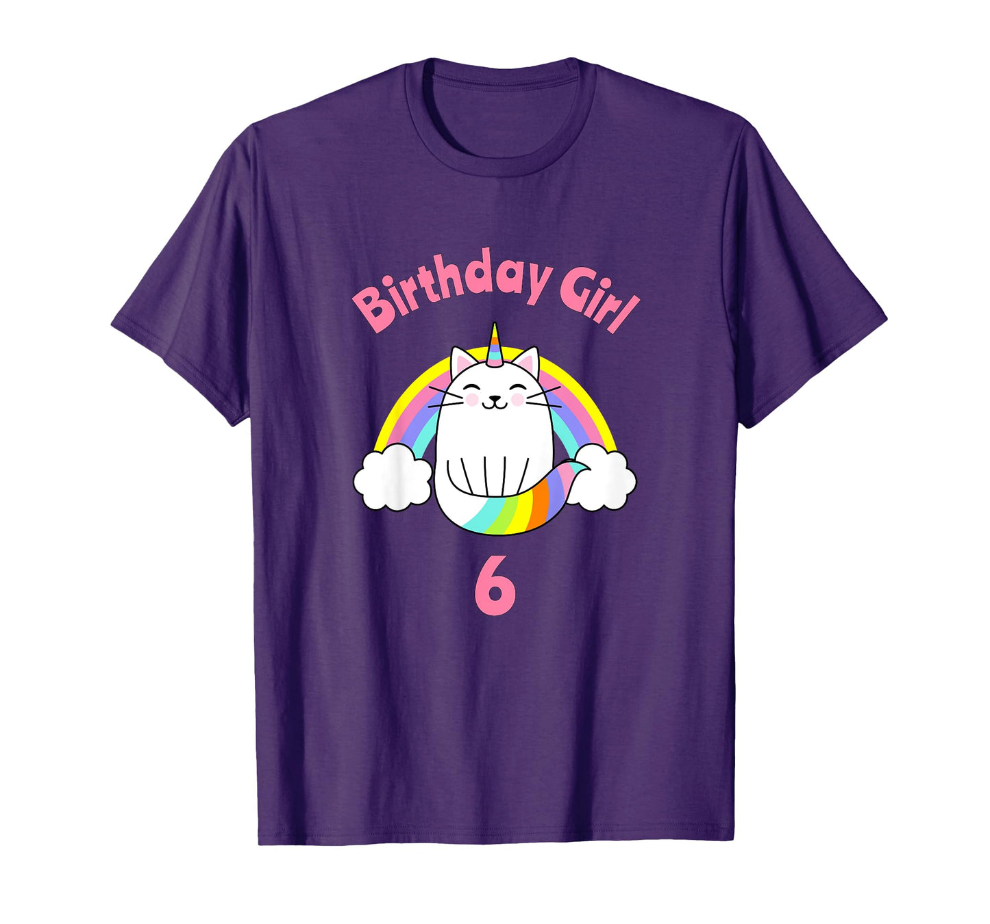 Kids 6th Birthday Shirt Girl Caticorn Sixth Cat Six Outfit T-Shirt