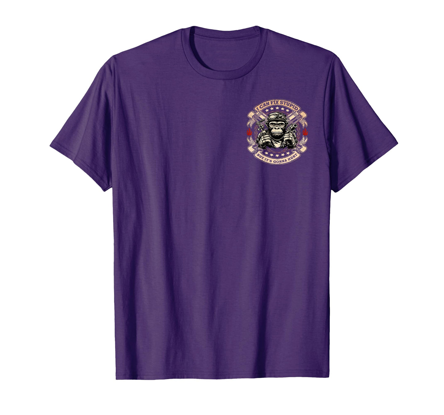 (2 sided) I Can Fix Stupid But It's Gonna Hurt Monkey Funny T-Shirt