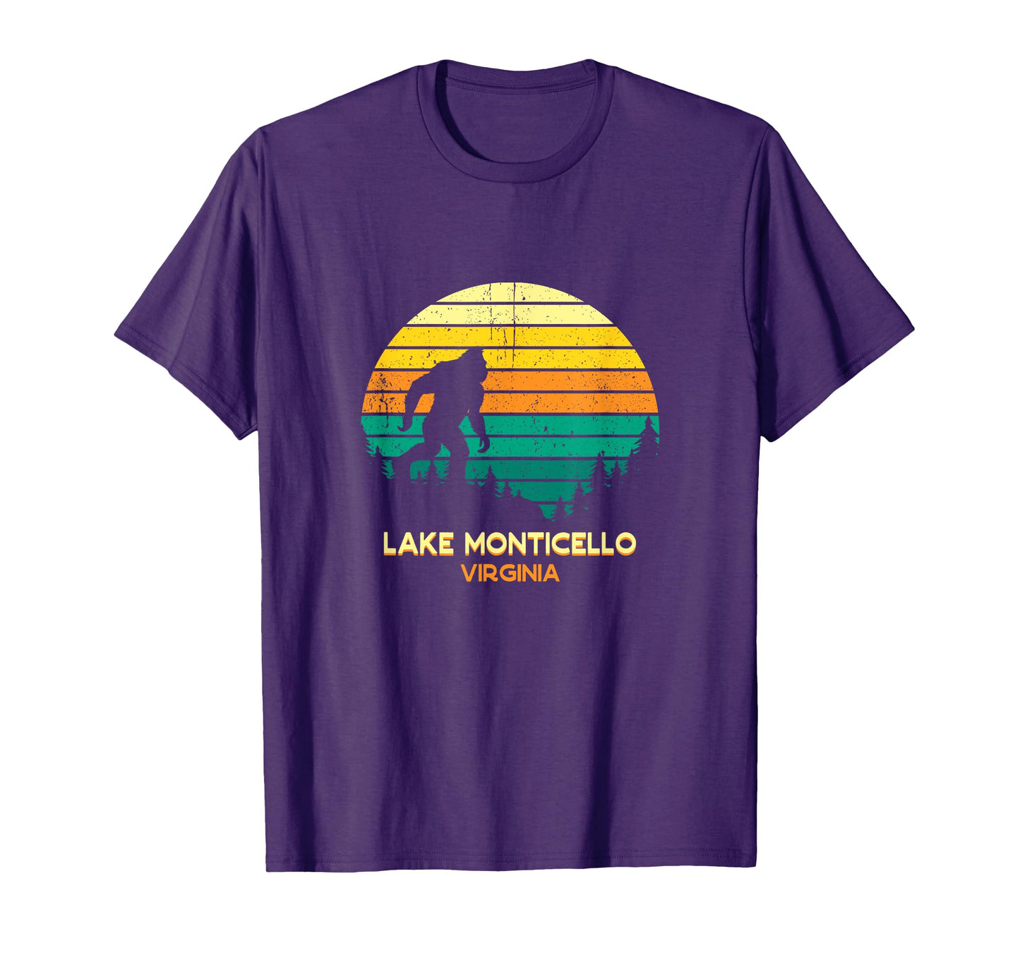 Retro Lake Monticello, Virginia Big foot Souvenir T-Shirt