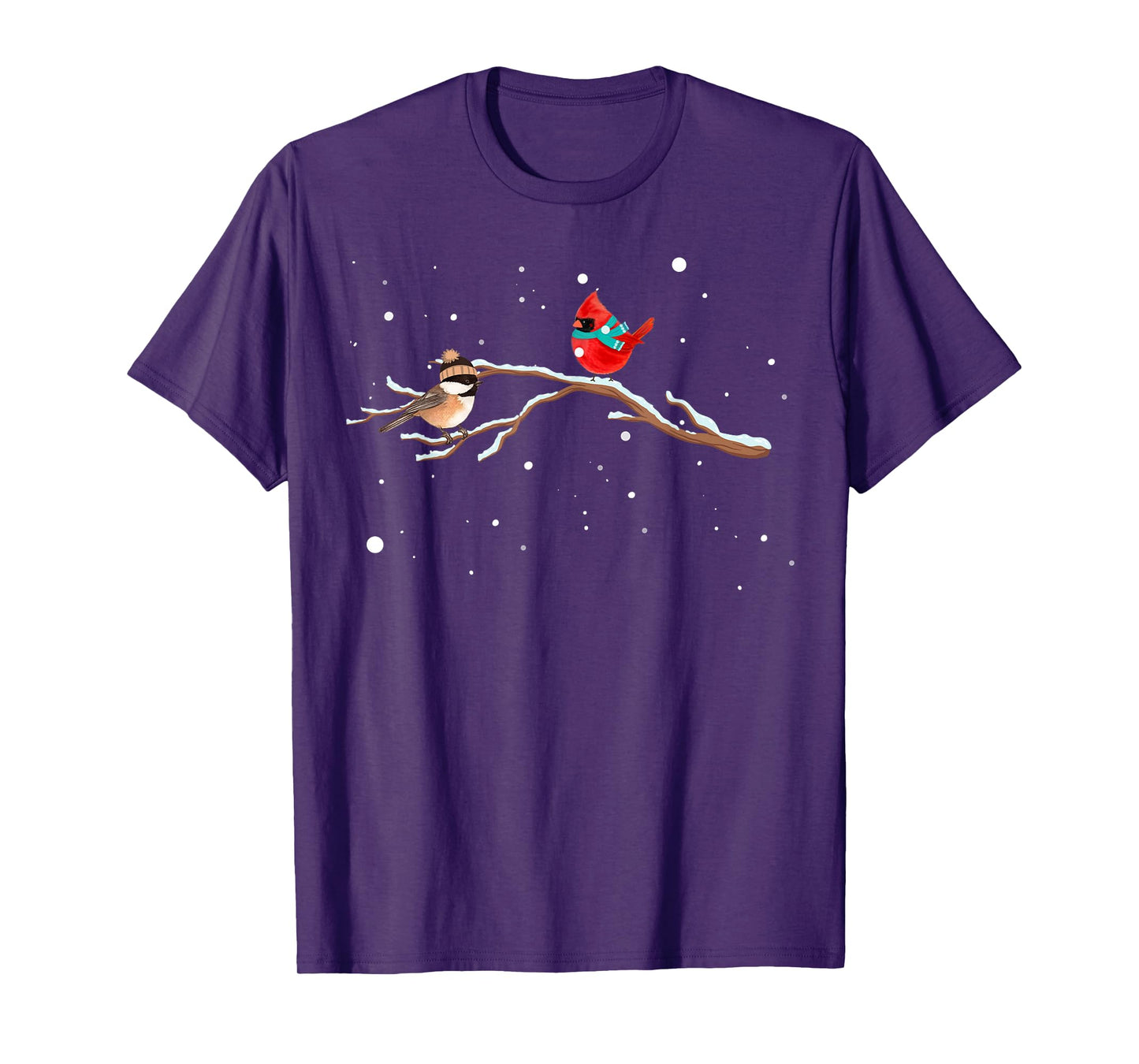 Chickadee & Cardinal Birds Winter Snow T-Shirt