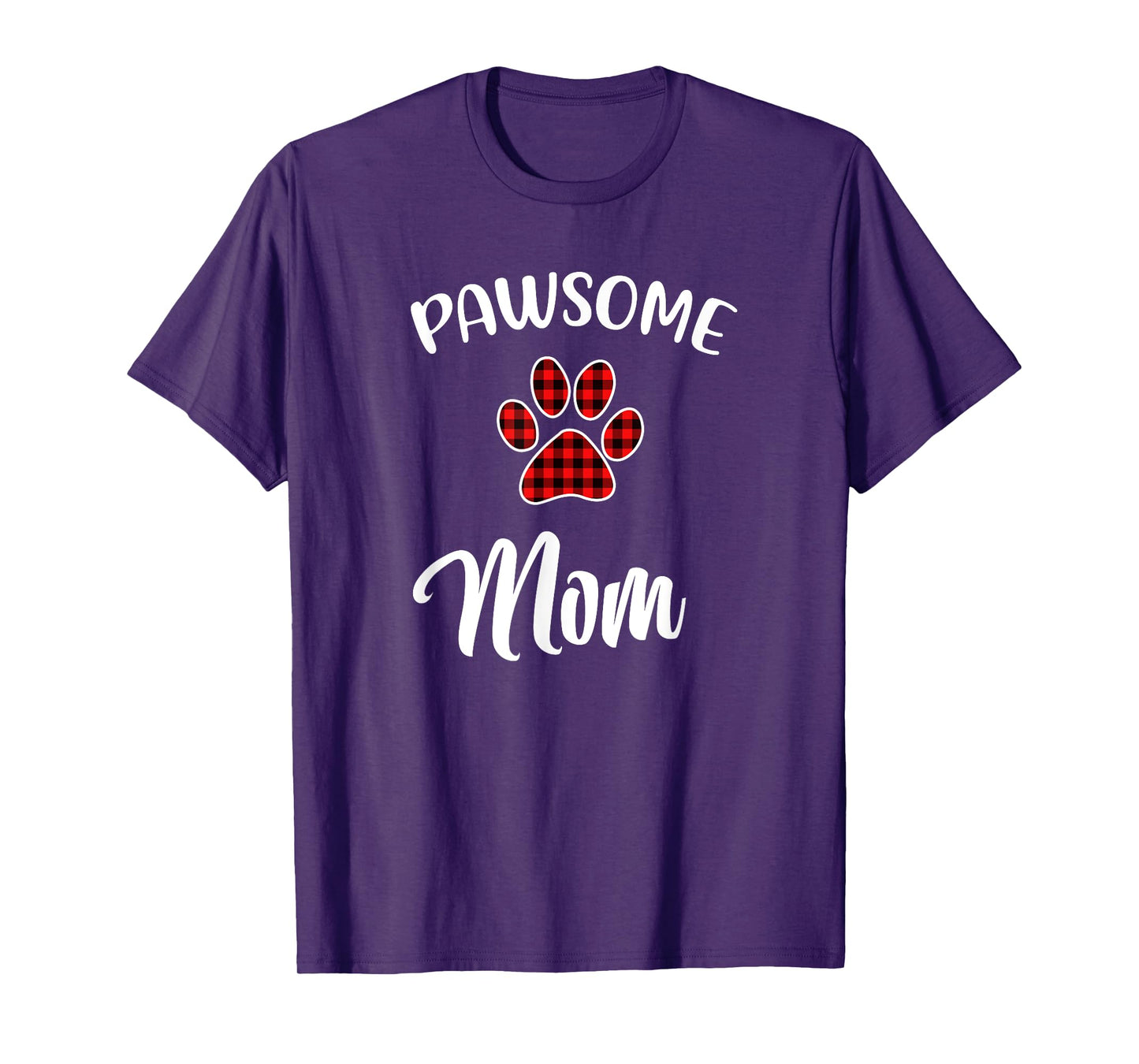 Dog Mom Paw Print Red Buffalo Plaid Matching Pajama Men Women T-Shirt