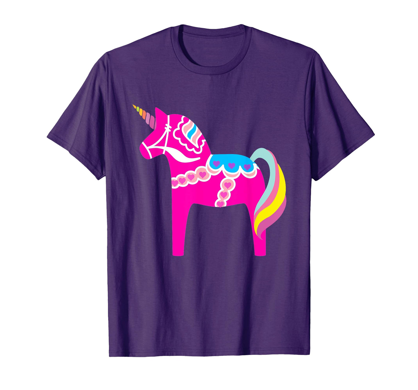 Pink Dala Horse Unicorn Swedish Dalecarlian Horse T-Shirt