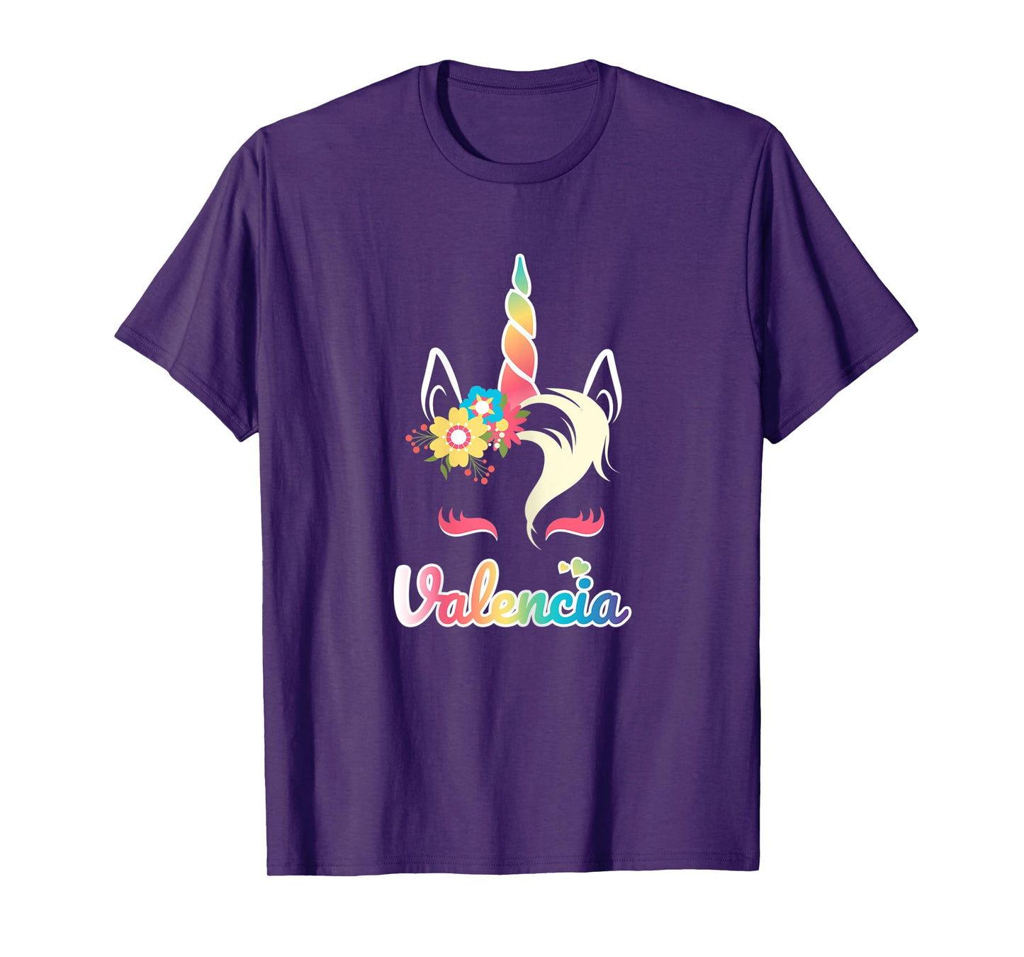 Rainbow Unicorn Valencia apparel Custom Name Gift for girls T-Shirt