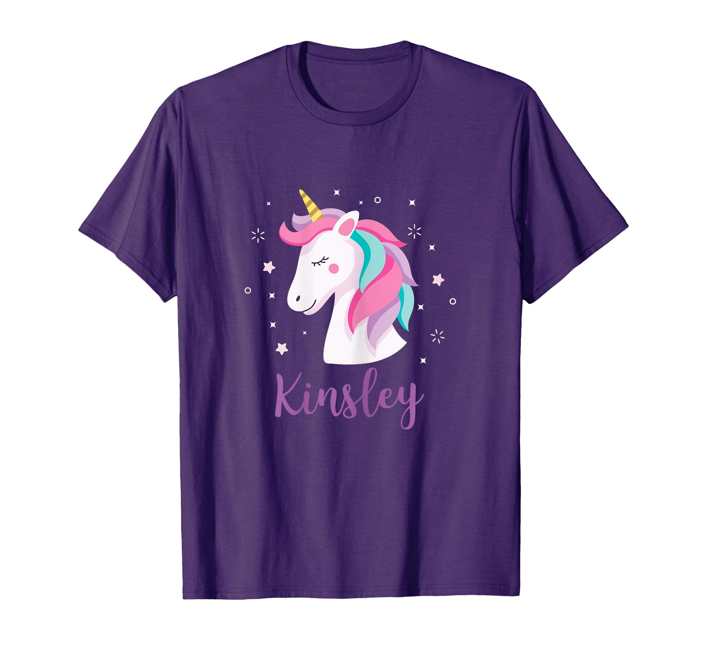 Cute Kinsley Unicorn Personalized Name Girls Gifts T-Shirt