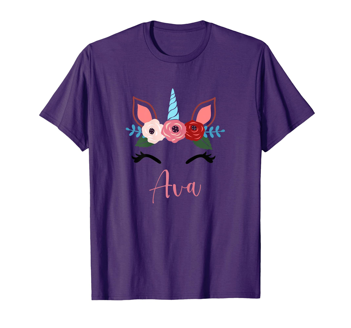 Cute Ava Magical Floral Unicorn For Girls T-Shirt